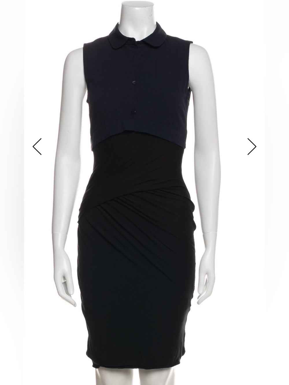 Sleeveless Black Two-Tone Collared Sheath Dress